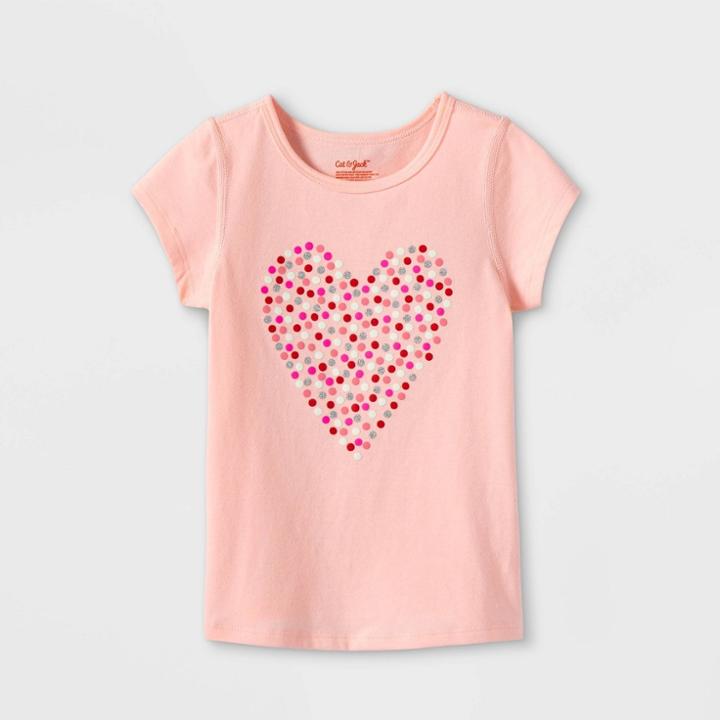 Toddler Girls' Adaptive Valentines Day Short Sleeve T-shirt - Cat & Jack Pink