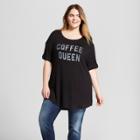 Women's Plus Size Coffee Queen Short Sleeve Graphic T-shirt - Zoe+liv (juniors') Black