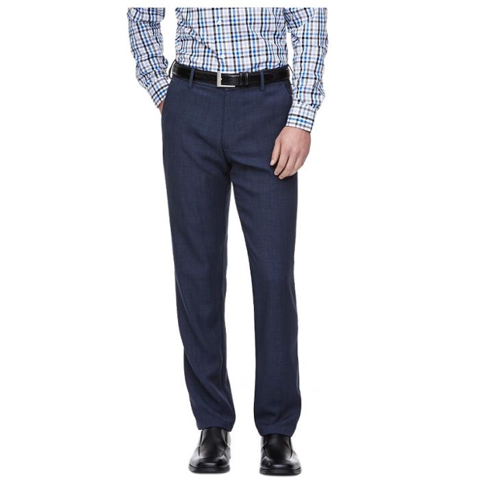 Haggar H26 - Men's Tall Straight Fit Performance Pants Blue Heather 38x36, Heather Blue