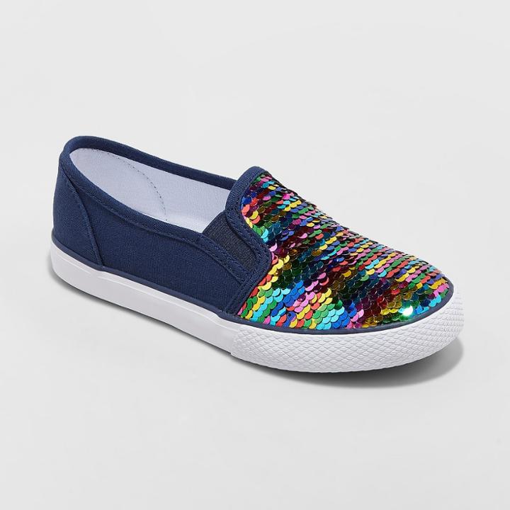 Girls' Moreen Flip Sequin Sneakers - Cat & Jack Navy