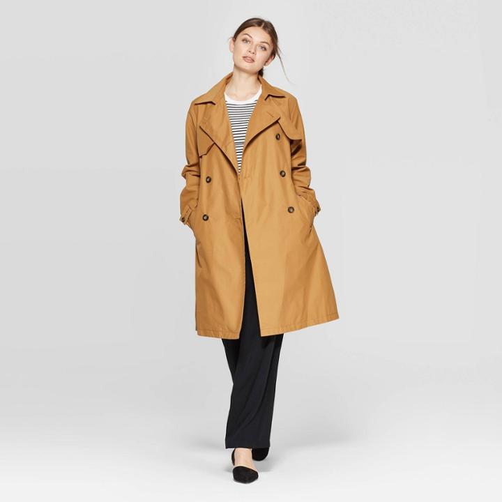 Women's Trench Coat - A New Day Khaki (green)