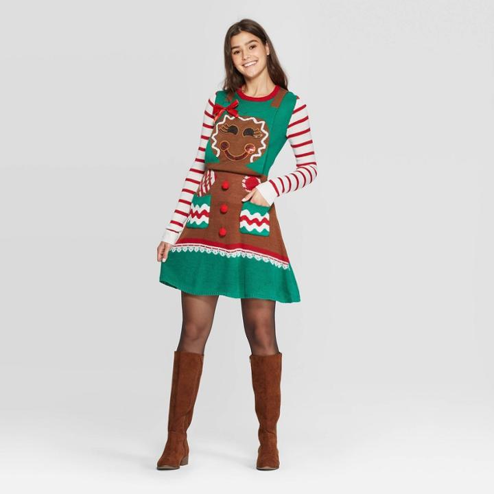 Women's Long Sleeve Gingerbread A-line Dress - Born Famous (juniors') - Brown