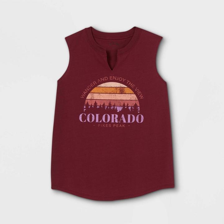 Girls' Notch Front Graphic T-shirt - Art Class Red