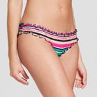 Women's Striped Wave Ruffle Cheeky Bikini Bottom - Shade & Shore Multi Stripe M,