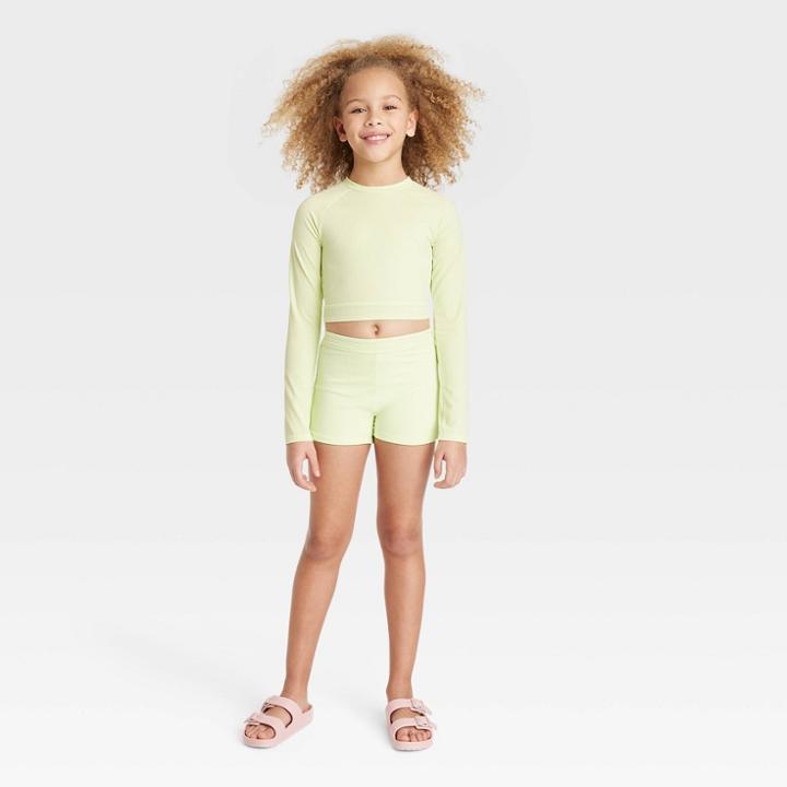 Girls' 3pc Surf Swimwear Set - Art Class