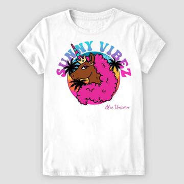 Girls' Afro Unicorn Short Sleeve Graphic T-shirt - White