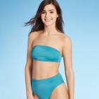 Women's Sustainably Made Ribbed Bandeau Bikini Top - Xhilaration Blue