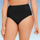 Women's Slimming Control Ruched Side High Waist Bikini Swim Bottom - Beach Betty By Miracle Brands Black S, Women's,