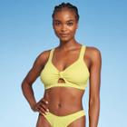 Juniors' Ribbed Knot-front Bralette Bikini Top - Xhilaration Light Yellow D/dd Cup