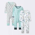 Baby Boys' 3pk Adventure Awaits Zip-up Pajama Romper - Cloud Island Mint Green