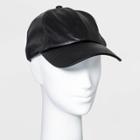 Women's Faux Leather Baseball Hat - A New Day Black