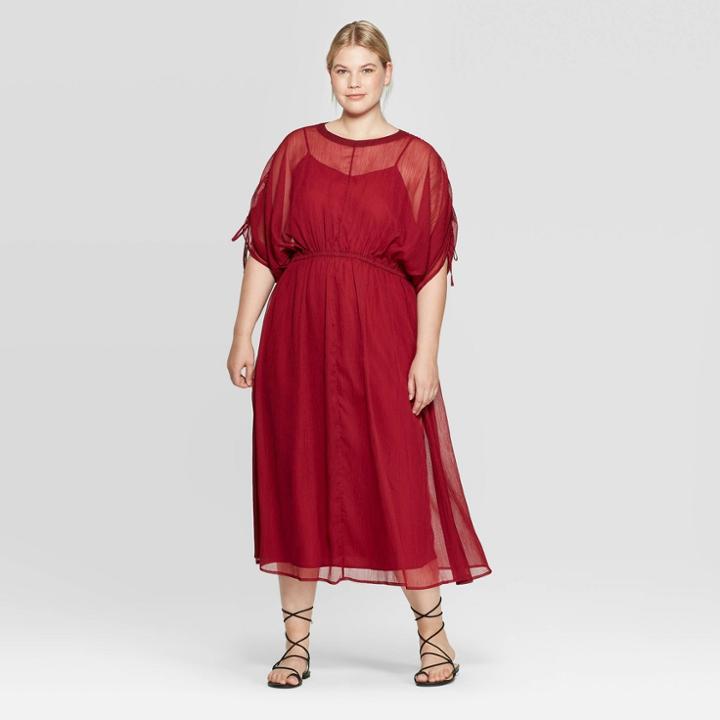 Target Women's Plus Size Elbow Sleeve V-neck Wrapped Dress - Prologue Black