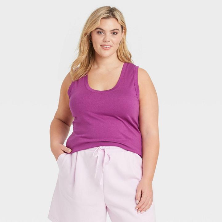 Women's Plus Size Slim Fit Tank Top - A New Day Dark Purple
