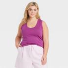 Women's Plus Size Slim Fit Tank Top - A New Day Dark Purple