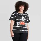 Disney Women's Mickey Mouse Plus Size Sitting Short Sleeve Graphic T-shirt - Black