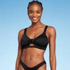 Juniors' Ribbed Knot-front Bralette Bikini Top - Xhilaration Black D/dd Cup