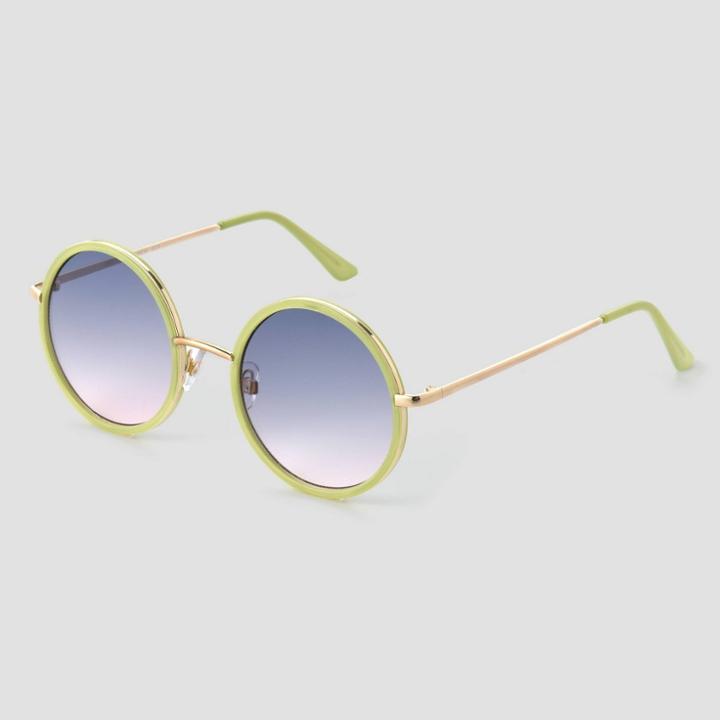 Women's Crystal Oversized Round Sunglasses - Universal Thread Green