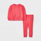 Baby Long Sleeve Waffle Top & Bottom Set - Cat & Jack Pink Newborn