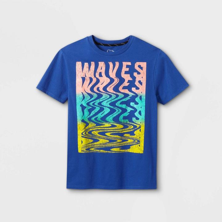Boys' 'waves' Graphic Short Sleeve T-shirt - Art Class Bright Blue