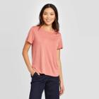 Women's Casual Fit Short Sleeve Crewneck Sandwash T-shirt - A New Day Red