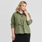 Women's Plus Size Long Sleeve Fashion Jacket - Ava & Viv Green X, Women's