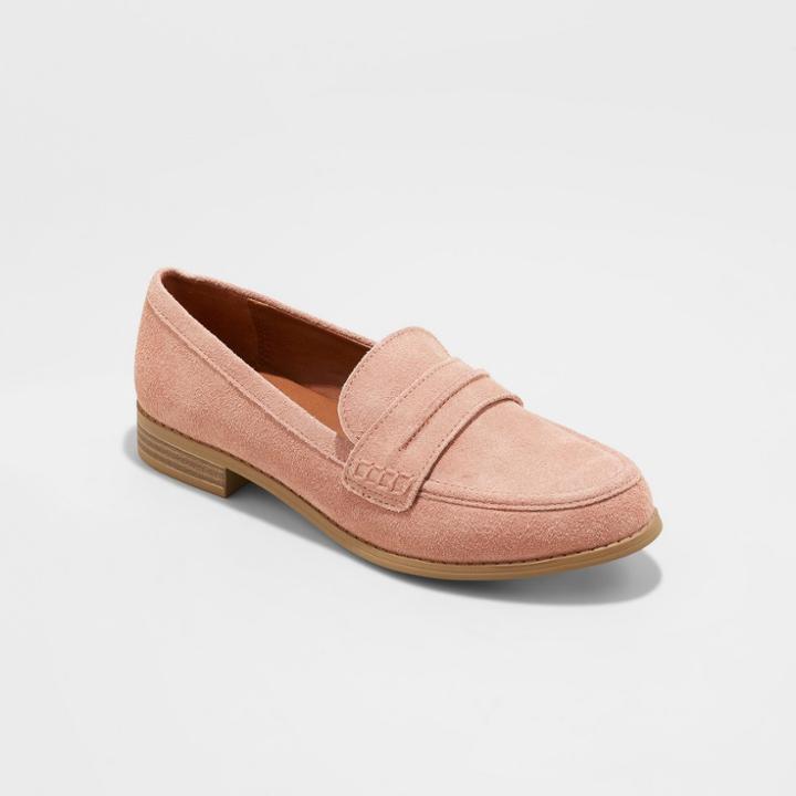 Women's Aanmae Wide Width Faux Leather Suede Closed Back Loafers - Universal Thread Pink 10w,