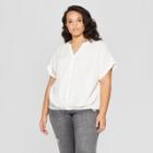 Women's Plus Size Short Sleeve Twist Front Top - Universal Thread White