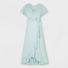 Flutter Short Sleeve Knit Wrap Maternity Dress - Isabel Maternity By Ingrid & Isabel Aqua Blue