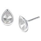 Target Silver Plated Pear Cubic Zirconia Stud Earrings (8x6mm), Women's,