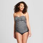 Maternity Striped Wrap Bandeau Tankini - Isabel Maternity By Ingrid & Isabel Black/white S D/dd Cup, Women's