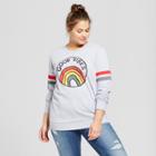 Women's Plus Size Good Vibes Graphic Pullover Sweatshirt - Mighty Fine Gray
