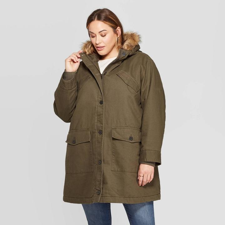 Women's Plus Size Twill Parka - Universal Thread Olive 2x, Size: