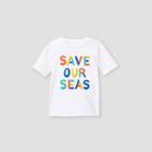 Toddler Boys' 'save Our Seas' Rash Guard Swim Shirt - Cat & Jack White