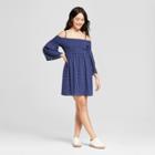 Women's Polka Dot Off The Shoulder Dress - Lily Star (juniors') Navy