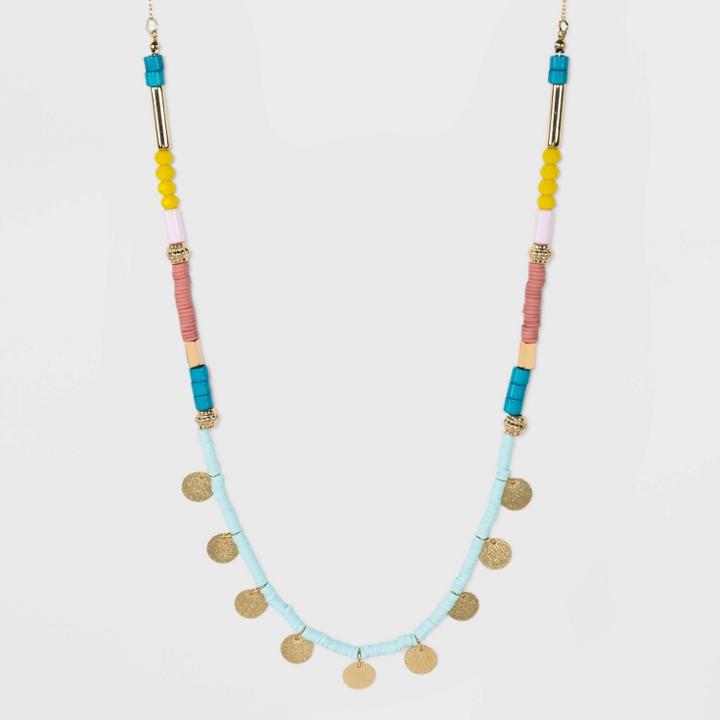 Beaded With Discs Necklace - A New Day Gold