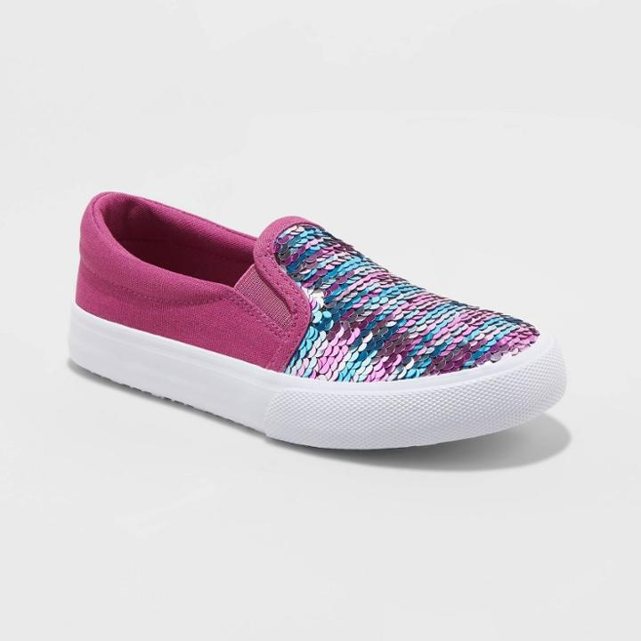 Girls' Aliki Flip Sequin Slip-on Sneakers - Cat & Jack 13,