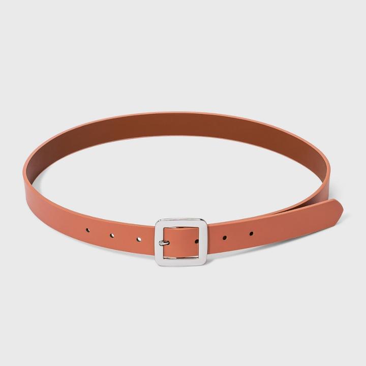 Women's Chunky Center Bar Belt - A New Day Apricot Orange