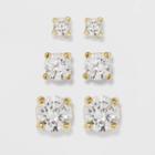 Gold Over Sterling Silver Cubic Zirconia Stud Fine Jewelry Earrings - A New Day Gold/clear