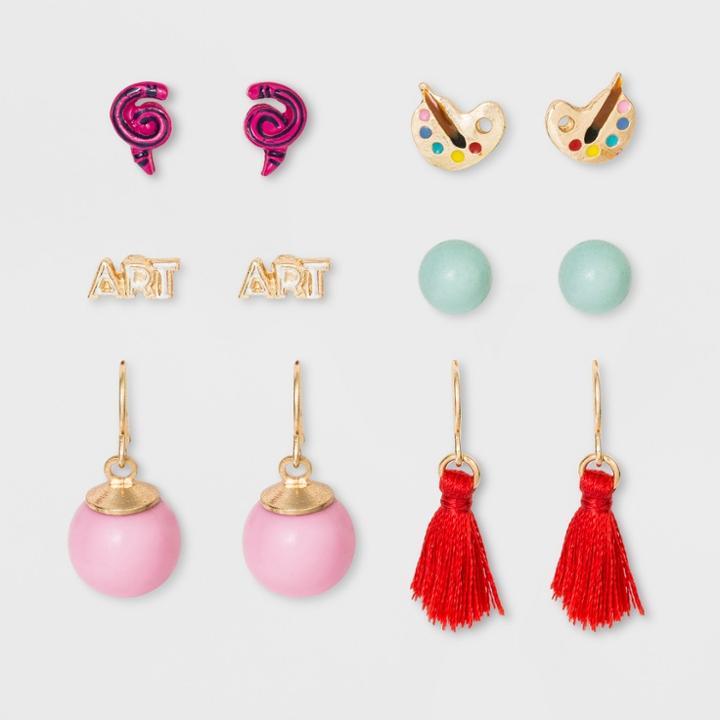 Girls' 6pk Swirly Crayon Earrings - Cat & Jack One Size,