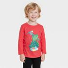 Toddler Boys' T-rex Christmas Tree Long Sleeve Graphic T-shirt - Cat & Jack Red