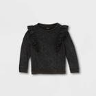 Toddler Girls' Ruffle Sweatshirt - Art Class Washed Black