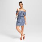 Women's Striped Off The Shoulder Dress - Universal Thread Navy