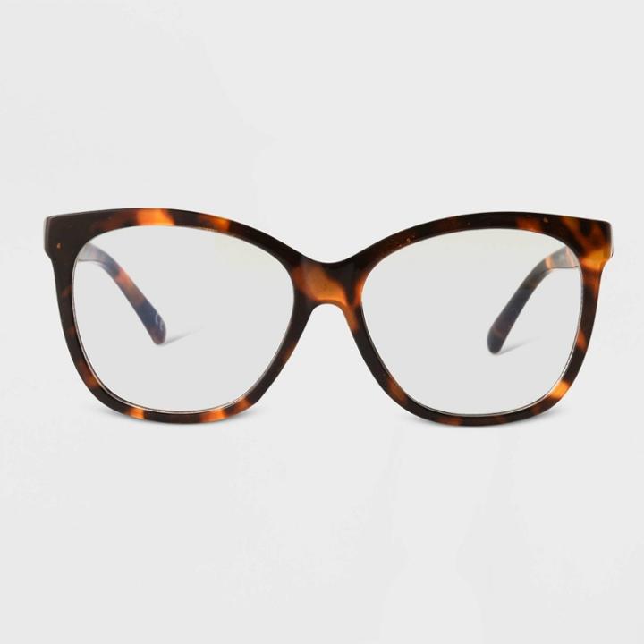 Women's Tortoise Print Cateye Blue Light Filtering Glasses - Universal Thread Brown