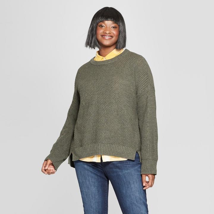 Women's Plus Size Pullover Sweater - Universal Thread Olive