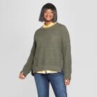 Women's Plus Size Pullover Sweater - Universal Thread Olive
