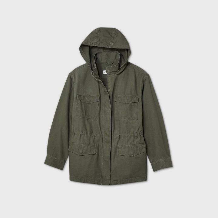 Women's Plus Size Utility Anorak Jacket - Ava & Viv Green X