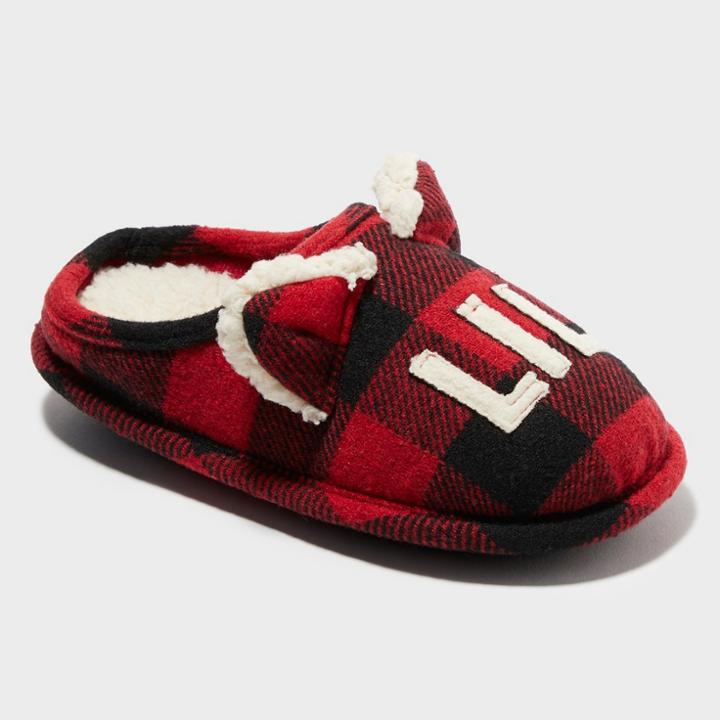 Kids' Dluxe By Dearfoams Slide Slippers - Red L(4-5), Kids Unisex, Black Red Off-white