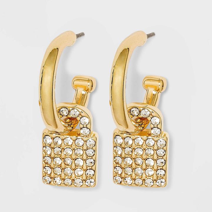 Sugarfix By Baublebar Crystal Locket Huggie Hoop Earrings - Gold