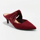 Women's Liane Microsuede Wide Width Bow Slide Kitten Heel Pumps - A New Day Burgundy (red) 9.5w,