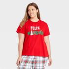Women's Plus Size Holiday Feliz Navidad Matching Family Pajama T-shirt - Wondershop Red